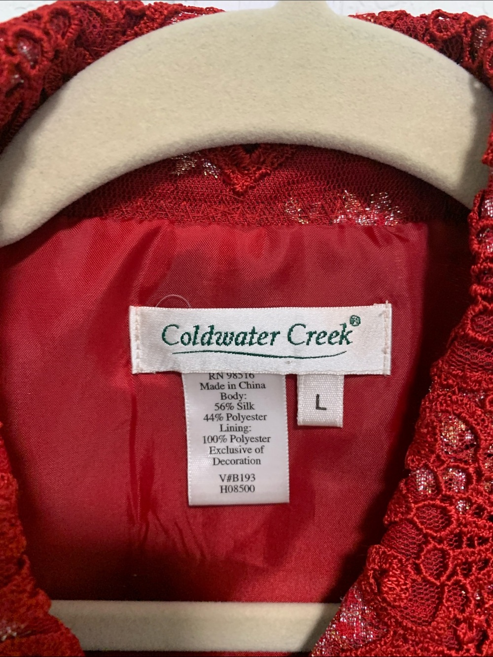 Y2K Coldwater Creek Red Artsy Beaded Lace Lightweight Jacket - Picture 2 of 7